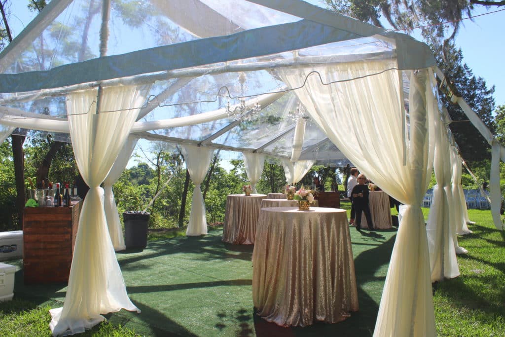 Sheer Tent Leg Drapes Wedding Supplies Orlando Wedding Rental